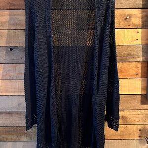 Lucky Brand Black Open-Knit Cardigan